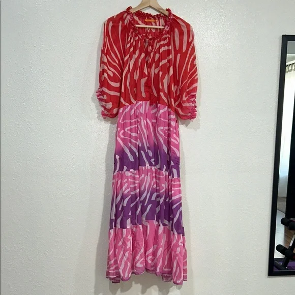 OLIPHAN WOMENS MAXI DRESS ZEBRA PRINT MULTICOLOR Sz XL - Picture 1 of 11
